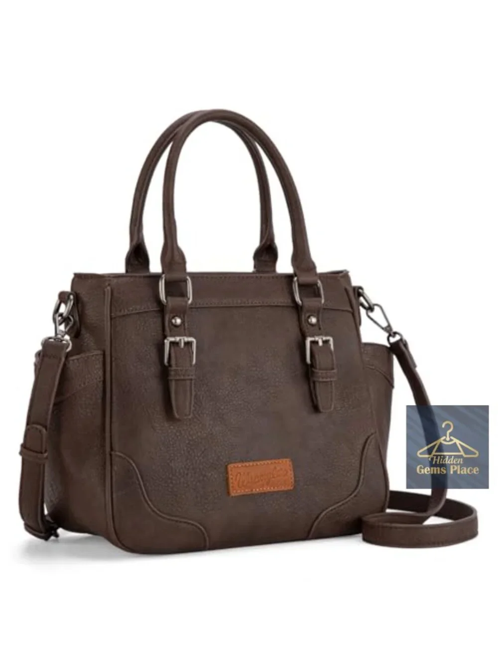 Faux Leather Crossbody Tote Bag with Top Handle